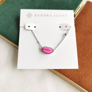Kendra Scott Silver Lips Hot Pink Mother-of-Pearl Necklace